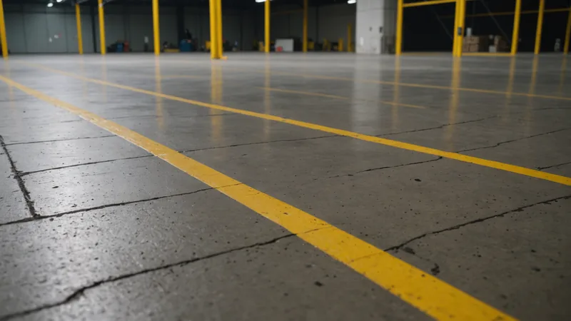 Warehouse floor showing software zone boundaries versus physical floor tape markers